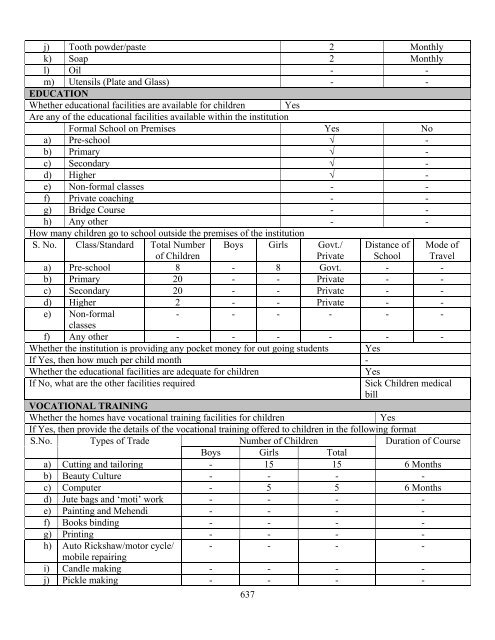 Part B State wise Profile of Child Care Institutions - Nipccd