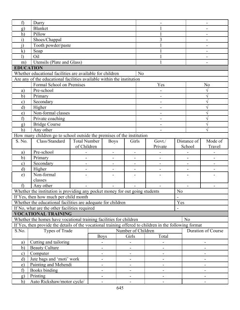 Part B State wise Profile of Child Care Institutions - Nipccd