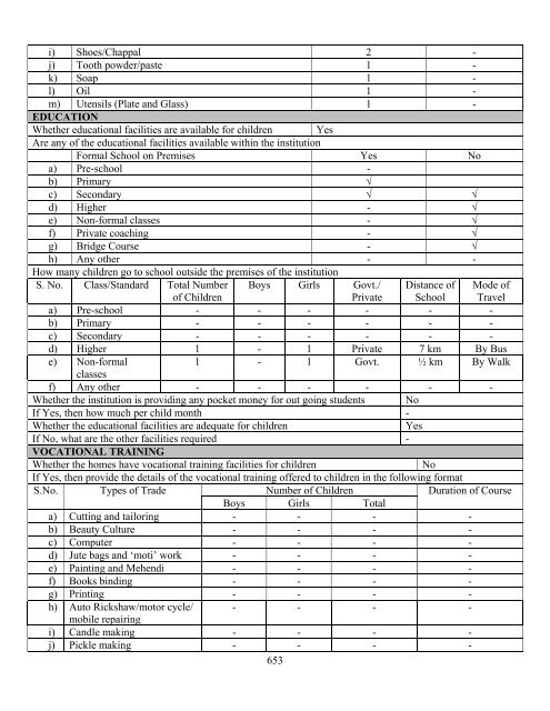 Part B State wise Profile of Child Care Institutions - Nipccd