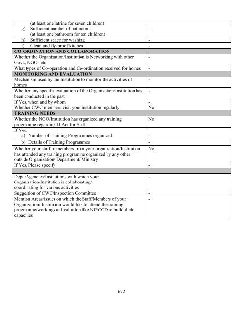 Part B State wise Profile of Child Care Institutions - Nipccd