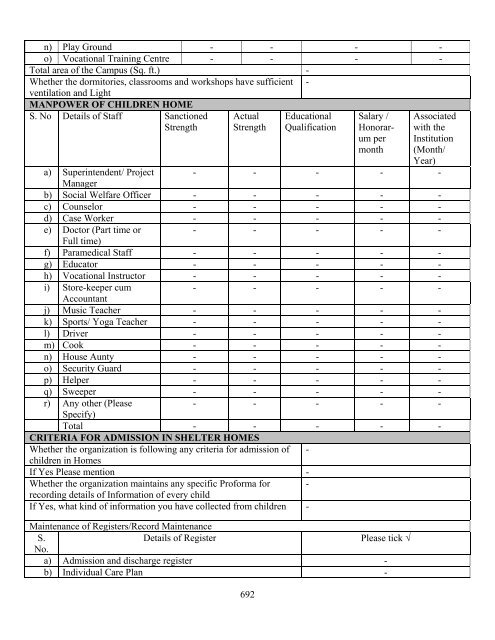 Part B State wise Profile of Child Care Institutions - Nipccd