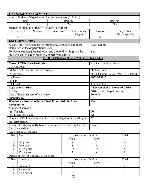 Part B State wise Profile of Child Care Institutions - Nipccd