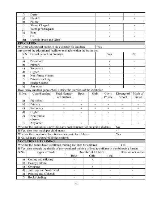 Part B State wise Profile of Child Care Institutions - Nipccd