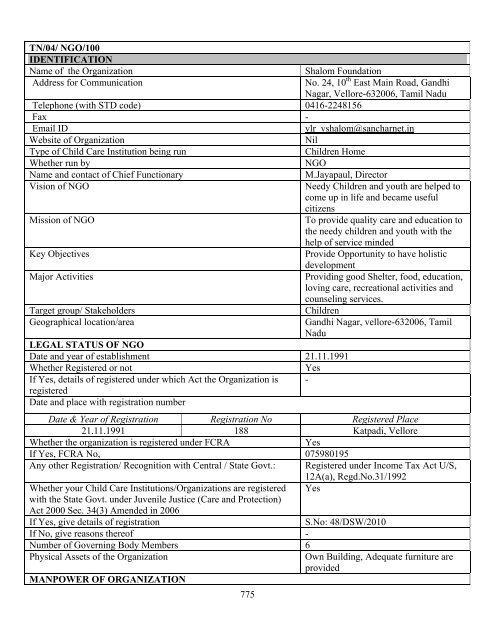 Part B State wise Profile of Child Care Institutions - Nipccd