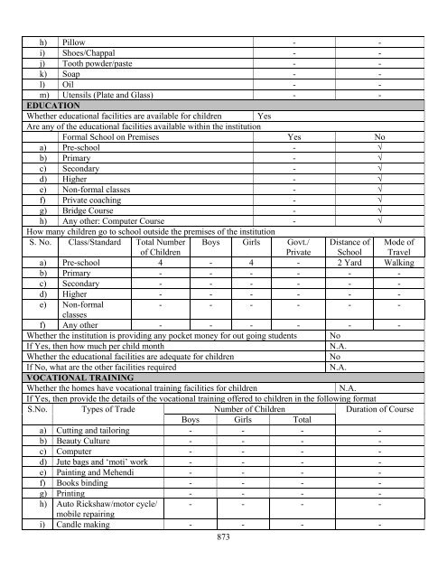 Part B State wise Profile of Child Care Institutions - Nipccd