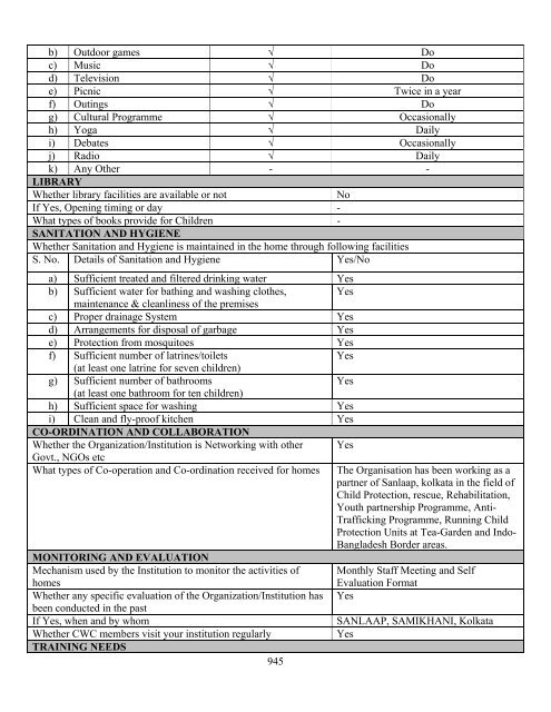 Part B State wise Profile of Child Care Institutions - Nipccd