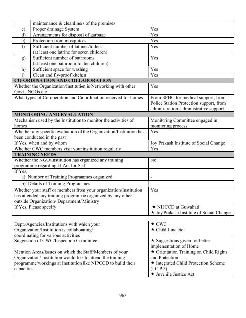 Part B State wise Profile of Child Care Institutions - Nipccd