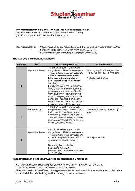 STUDIENSEMINAR HAMELN - nline