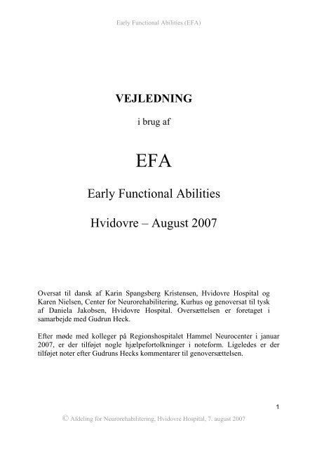 EARLY FUNCTIONAL ABILITIES - EFA