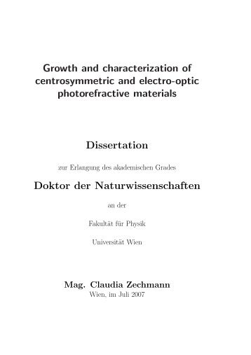 Growth and characterization of centrosymmetric and electro-optic ...