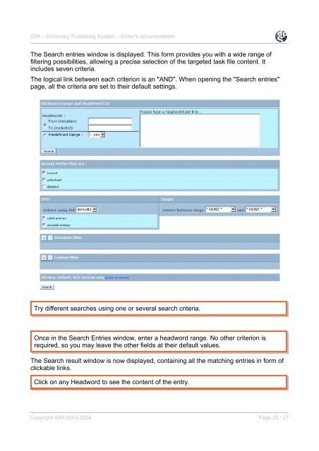 IDM's Dictionary Publishing System