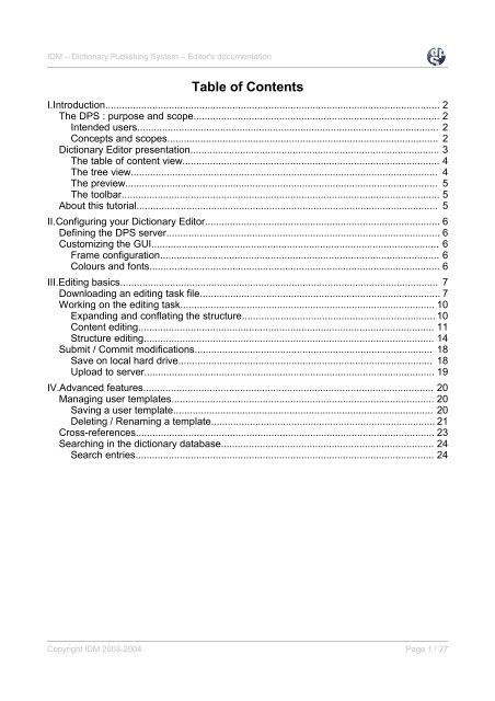 IDM's Dictionary Publishing System