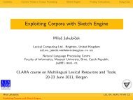 Exploiting Corpora with Sketch Engine - NLP Centre - Masaryk ...