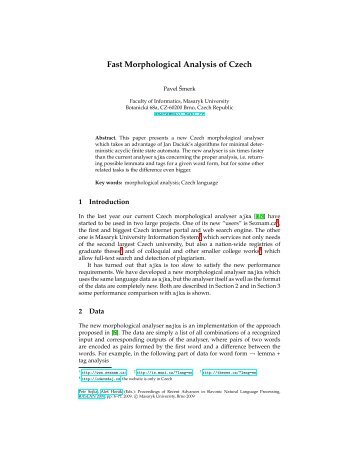 Fast Morphological Analysis of Czech