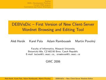 DEBVisDic -- First Version of New Client-Server Wordnet Browsing ...