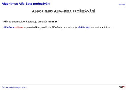 Algoritmus Alfa-Beta prorez´av´anı