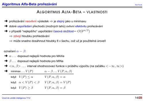 Algoritmus Alfa-Beta prorez´av´anı