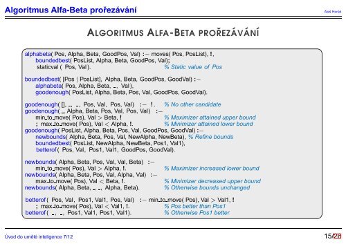 Algoritmus Alfa-Beta prorez´av´anı