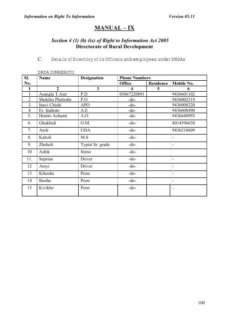 Rural Development - Nagaland State Information Commission