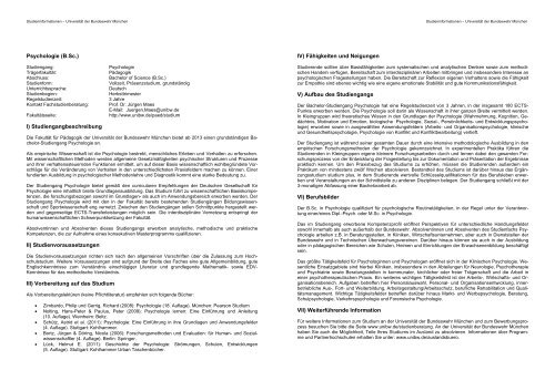 Druckvorlage Studieninformationen Psychologie (B.Sc.)