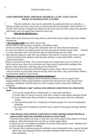 Yimchungru Dialect. - Nagaland State Information Commission