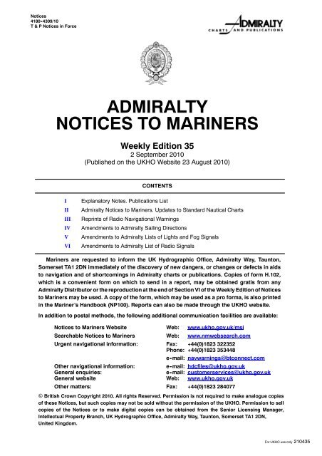 Admiralty Chart List