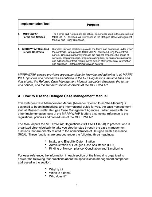 refugee case management manual, Mass - NNAAC