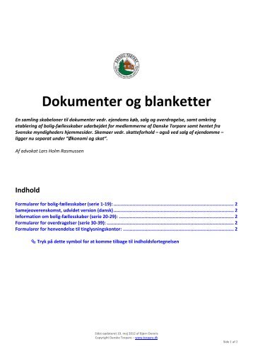 Dokumenter og blanketter - først tilgængelige efter ... - Danske Torpare