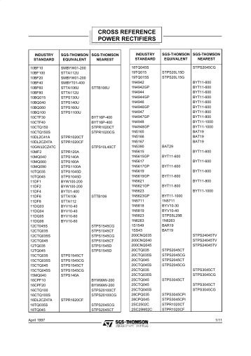 CROSS REFERENCE POWER RECTIFIERS