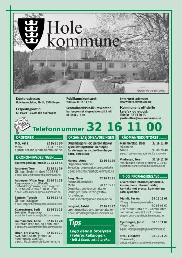 Telefon 32 16 11 33 - Hole kommune