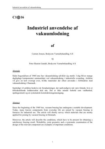 Industriel anvendelse af vakuumlodning - Materials.dk