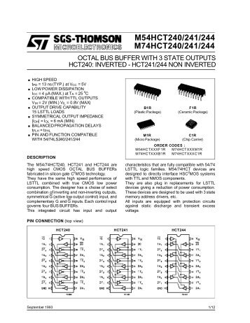 octal bus buffer with 3 state outputs hct240 inverted , hct241/244