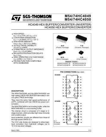 hc4050 hex buffer/converter hc4049 hex buffer/converter