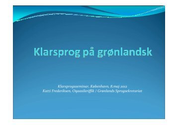 Klarsprog på grønlandsk til hjemmesiden - Nordisk Sprogkoordination