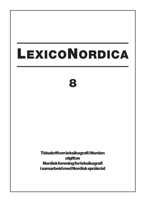 LEXICONORDICA 8 - Nordisk Sprogkoordination