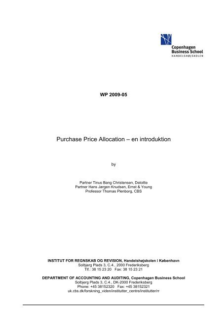 Purchase Price Allocation – en introduktion - OpenArchive@CBS