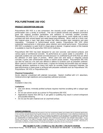 Datasheet - Polyurethane 250 VOC