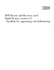 IBM Rescue and Recovery med Rapid Restore version 1.5 ...