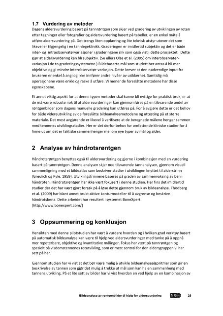 Bildeanalyse av røntgenbilder til hjelp for aldersvurdering - Norsk ...