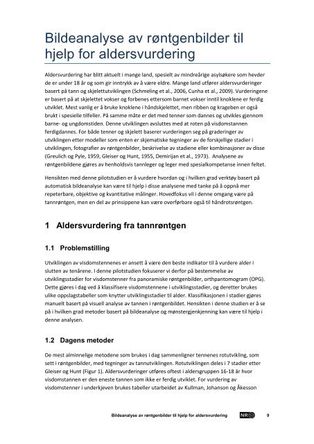 Bildeanalyse av røntgenbilder til hjelp for aldersvurdering - Norsk ...