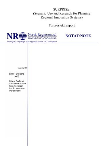 NOTAT/NOTE - Index of - Norsk Regnesentral