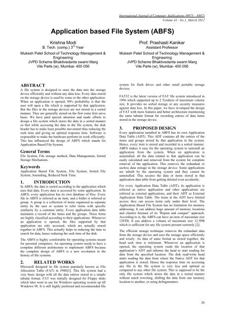 Application based File System - International Journal of Computer ...