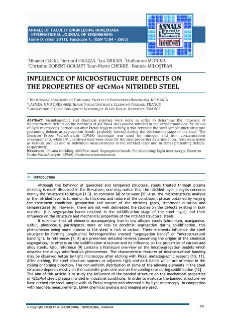 INFLUENCE OF MICROSTRUCTURE DEFECTS ON THE ...