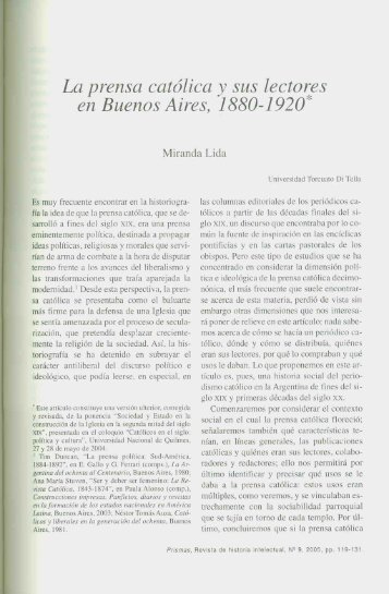 Lida, Miranda. La prensa católica y sus lectores en Buenos Aires ...