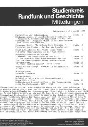 1977, 03. Jahrgang (pdf) - Studienkreis Rundfunk und Geschichte