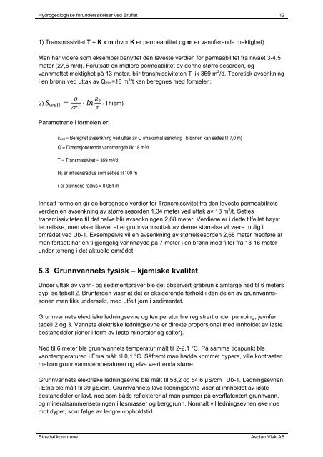 Hydrogeologiske forundersøkelser ved Bruflat - Skjema Nve