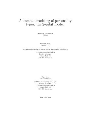 Automatic modeling of personality types - Universiteit van Amsterdam