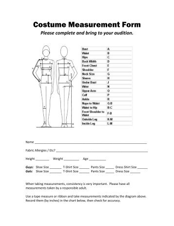 Costume Measurement Form - Clover