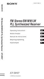 FM Stereo/SW/MW/LW PLL Synthesized Receiver - Sony