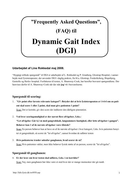(FAQ) til Dynamic Gait Index (DGI)